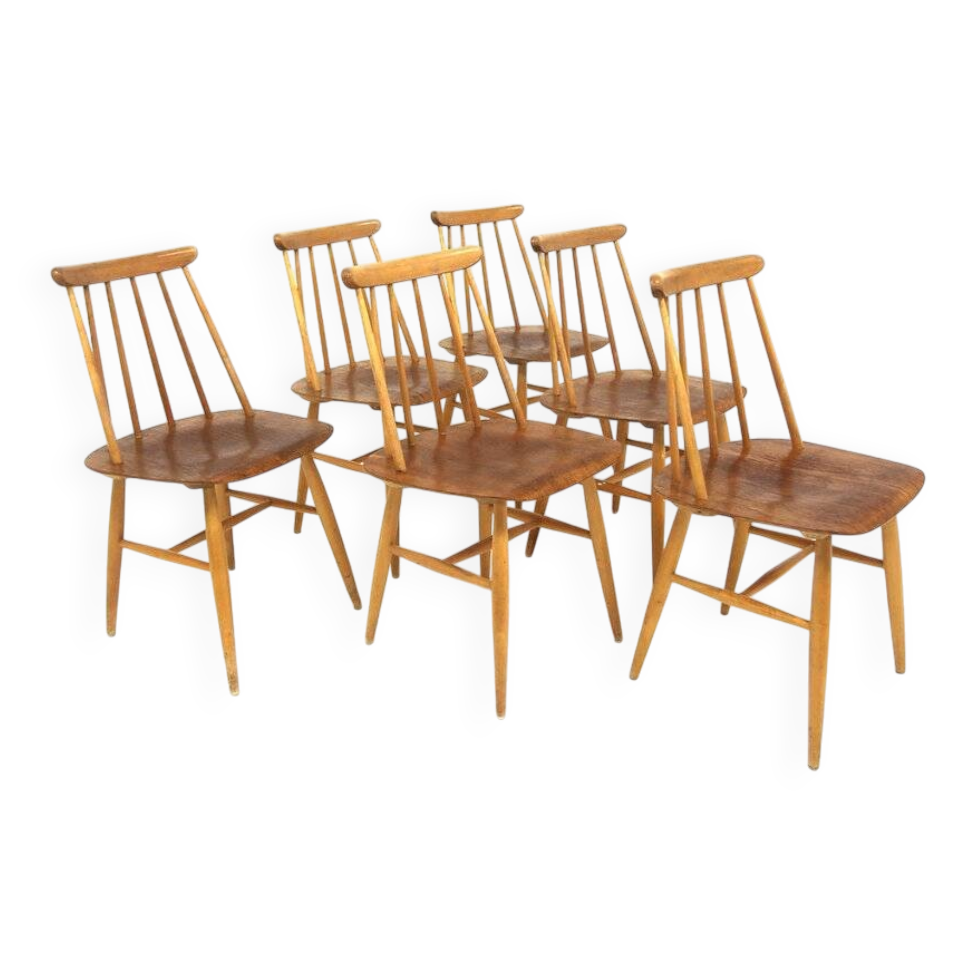 Set of 6 "Fanett" teak chairs by Ilmari Tapiovaara, Sweden, 1960