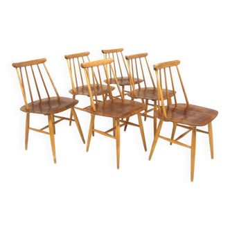 Set of 6 "Fanett" teak chairs by Ilmari Tapiovaara, Sweden, 1960