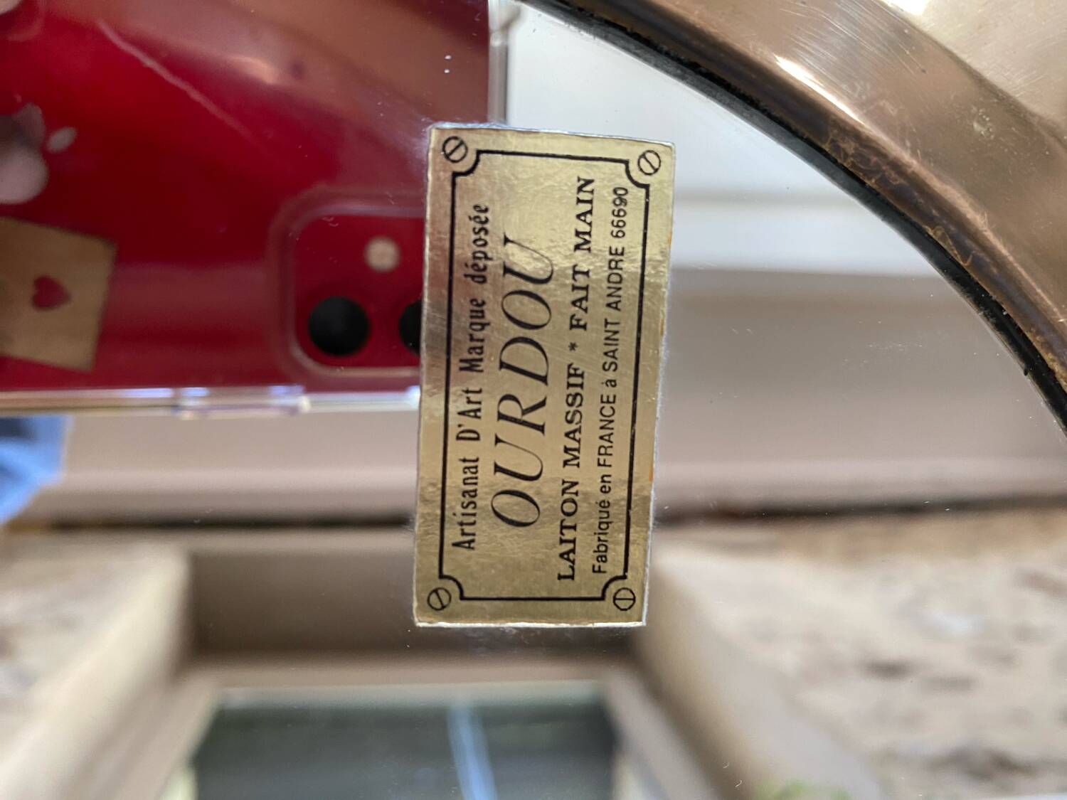 Urdu oval mirror solid brass