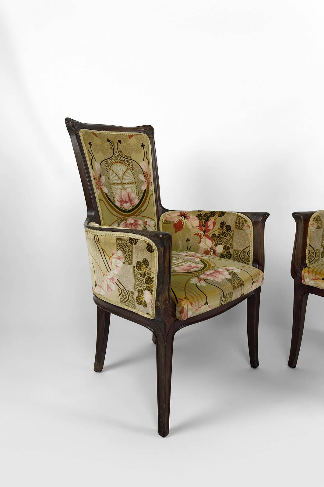 Art Nouveau living room 3 elements, 2 armchairs and 1 chair, France, Circa 1900