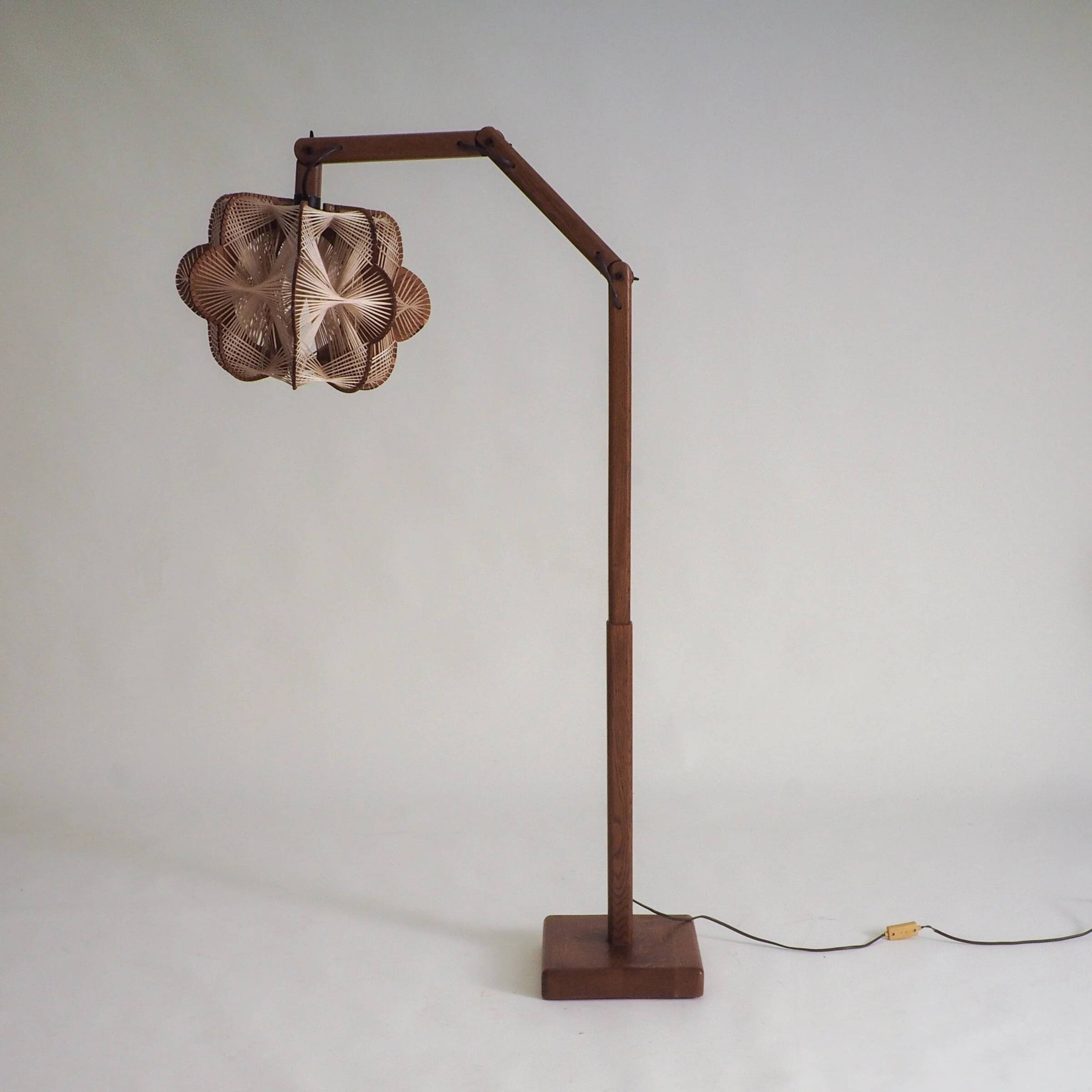 Vintage Danish floor lamp with woven shade