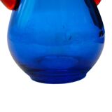 Vintage Late 20th Century Murano Glass Vase - Cobalt Blue and Red