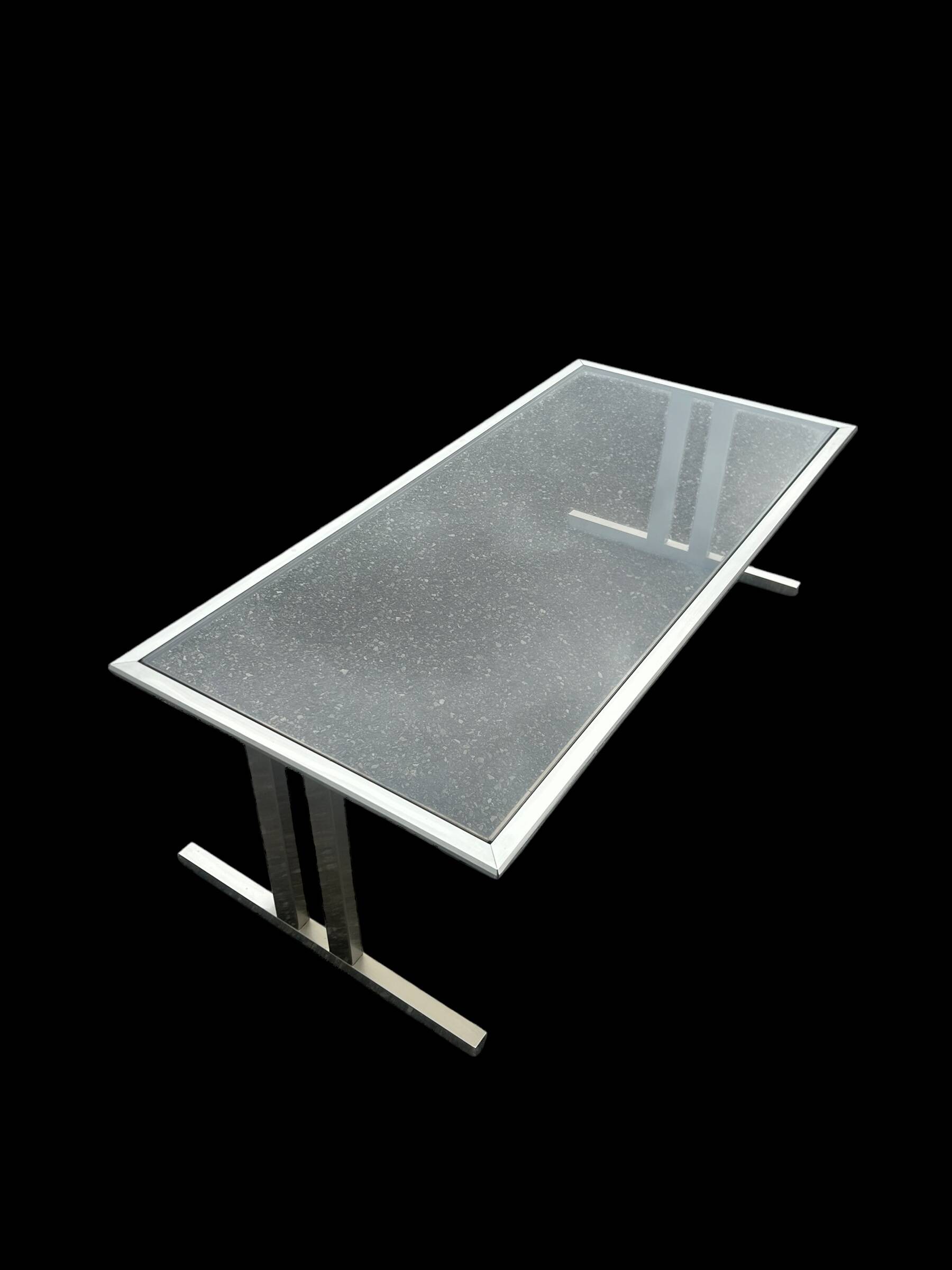 1970 brushed steel coffee table