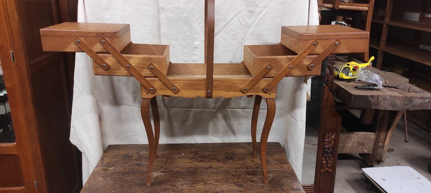 Old vintage seamstress worker on feet