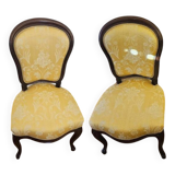 Set of 2 Louis-Philippe chairs, in mahogany wood, newly upholstered