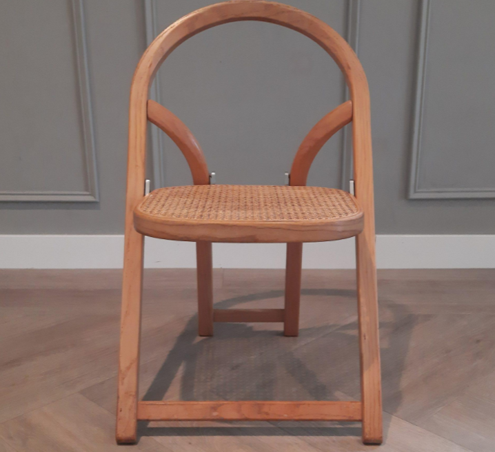 Suite of 4 Arca folding chairs by Gigi Sabadin for Crassevig 1970s