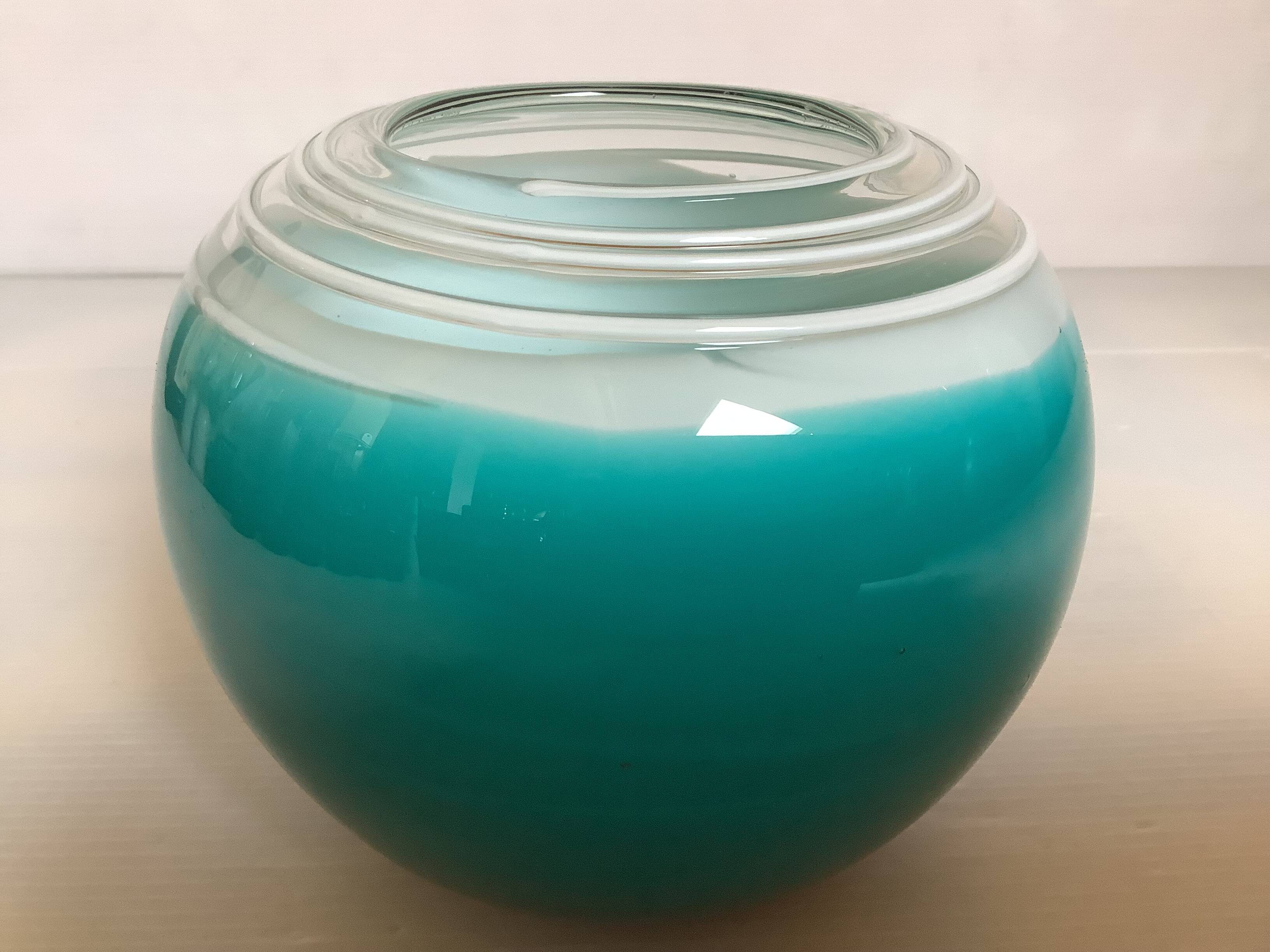 Small turquoise blue Murano style vase