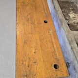1960s double school table in oak and steel