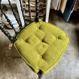 Napoleon III chair in black wood and straw