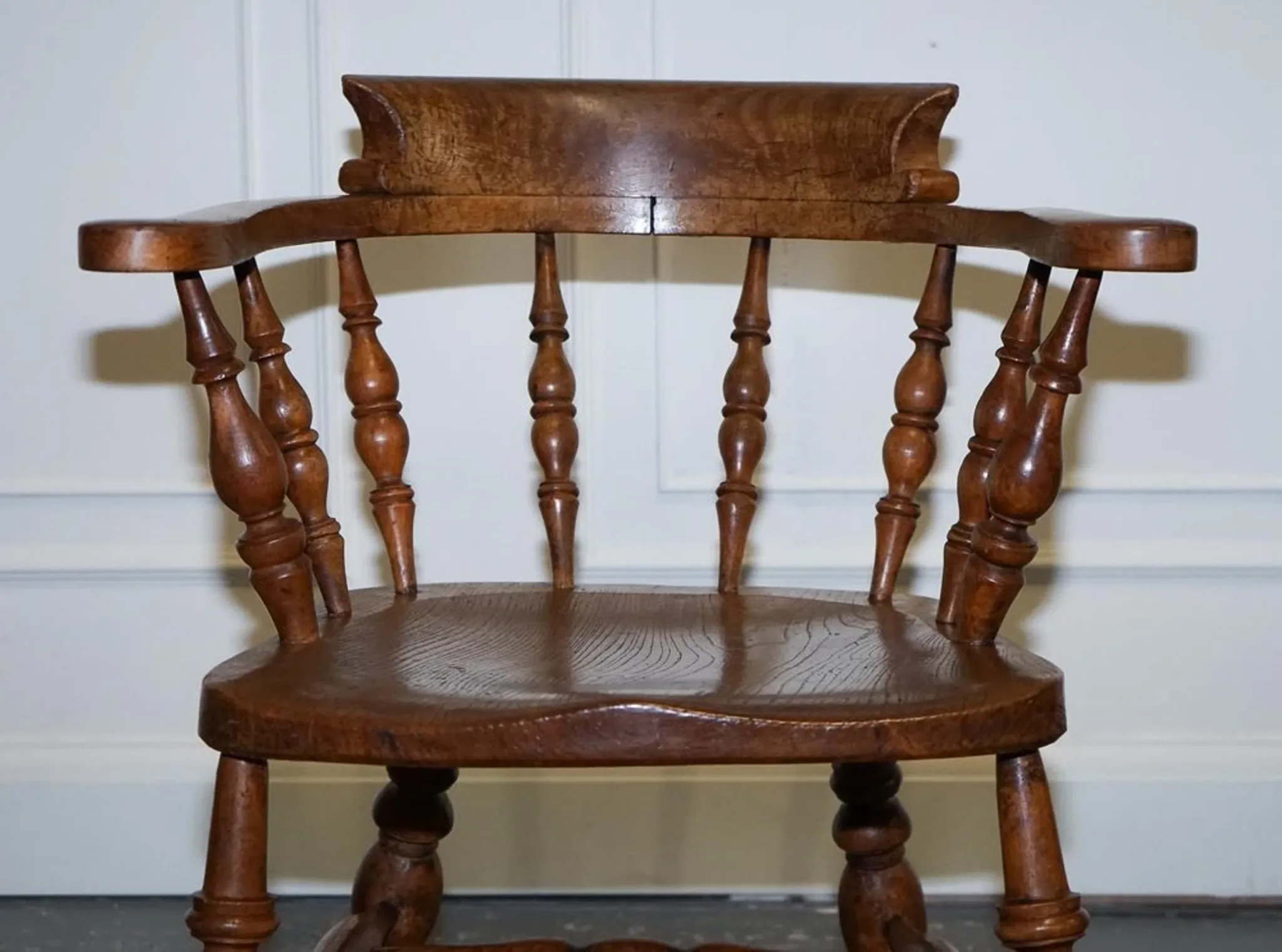 Edwardian Oak Captain's Chair for Smokers, 1900s