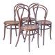 1900s Set of Four Bentwood and Cane Dining Chairs by Josef Hoffmann, Labele