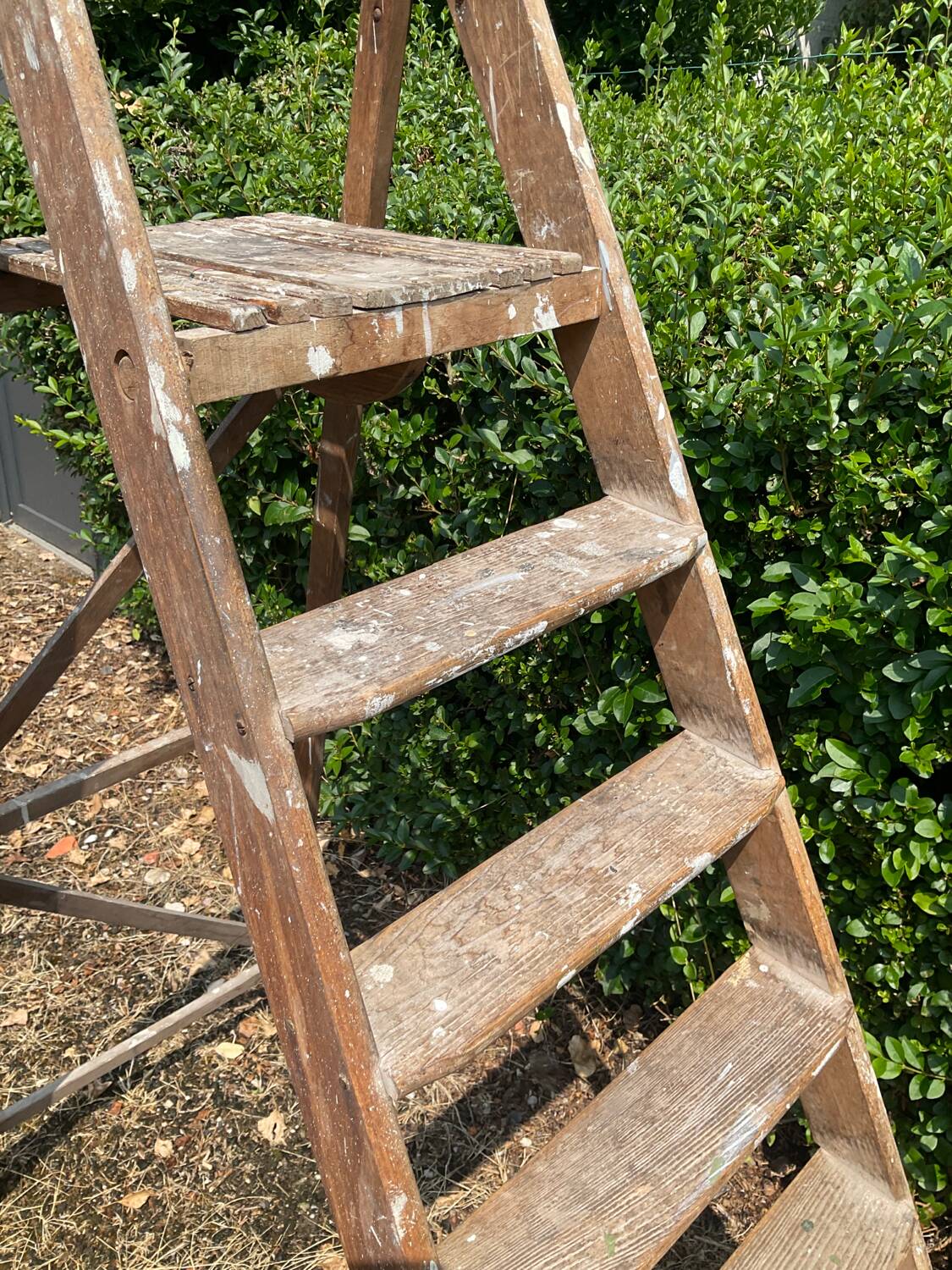 Ancien Escabeau de peintre en chêne