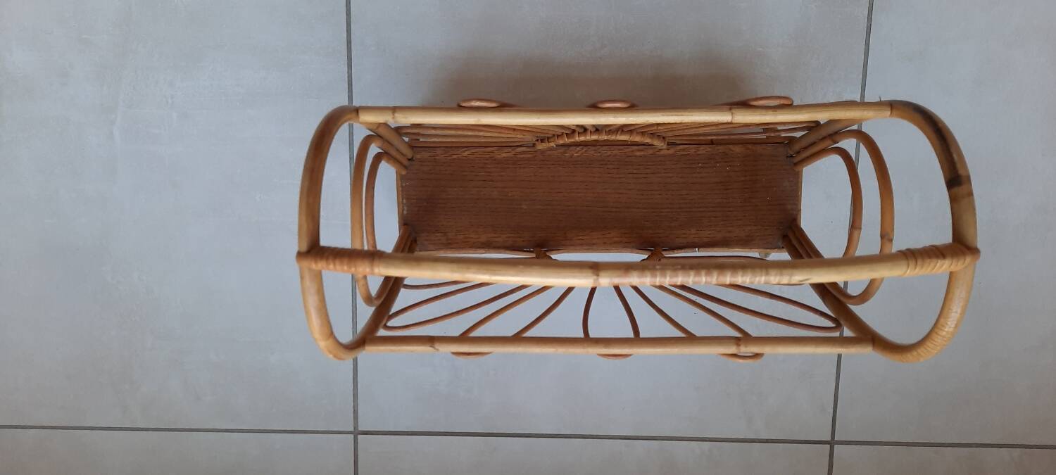 Vintage rattan magazine holder
