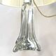 vintage crystal lamp base from the 1960s with a white ribbon shade