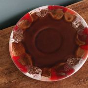 Cup, saucer, breakfast, Vallauris in flame-patterned ceramic.