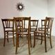 Lot de 6 anciennes chaises vintage bistrot des années 50 en bois