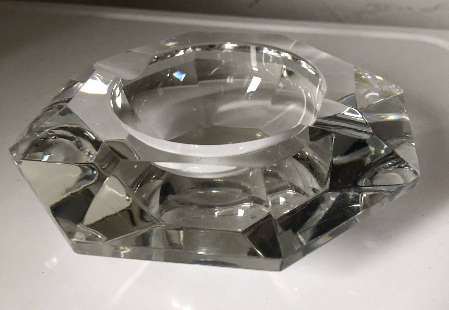 Val St Lambert octagonal crystal ashtray