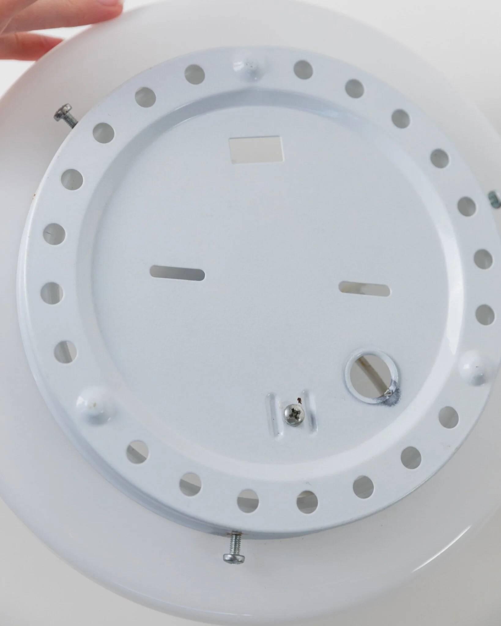 2 Vintage Murano Glass Lamps - White Opaline with Black Inset, Wall/Ceiling, 1980s Memphis Design