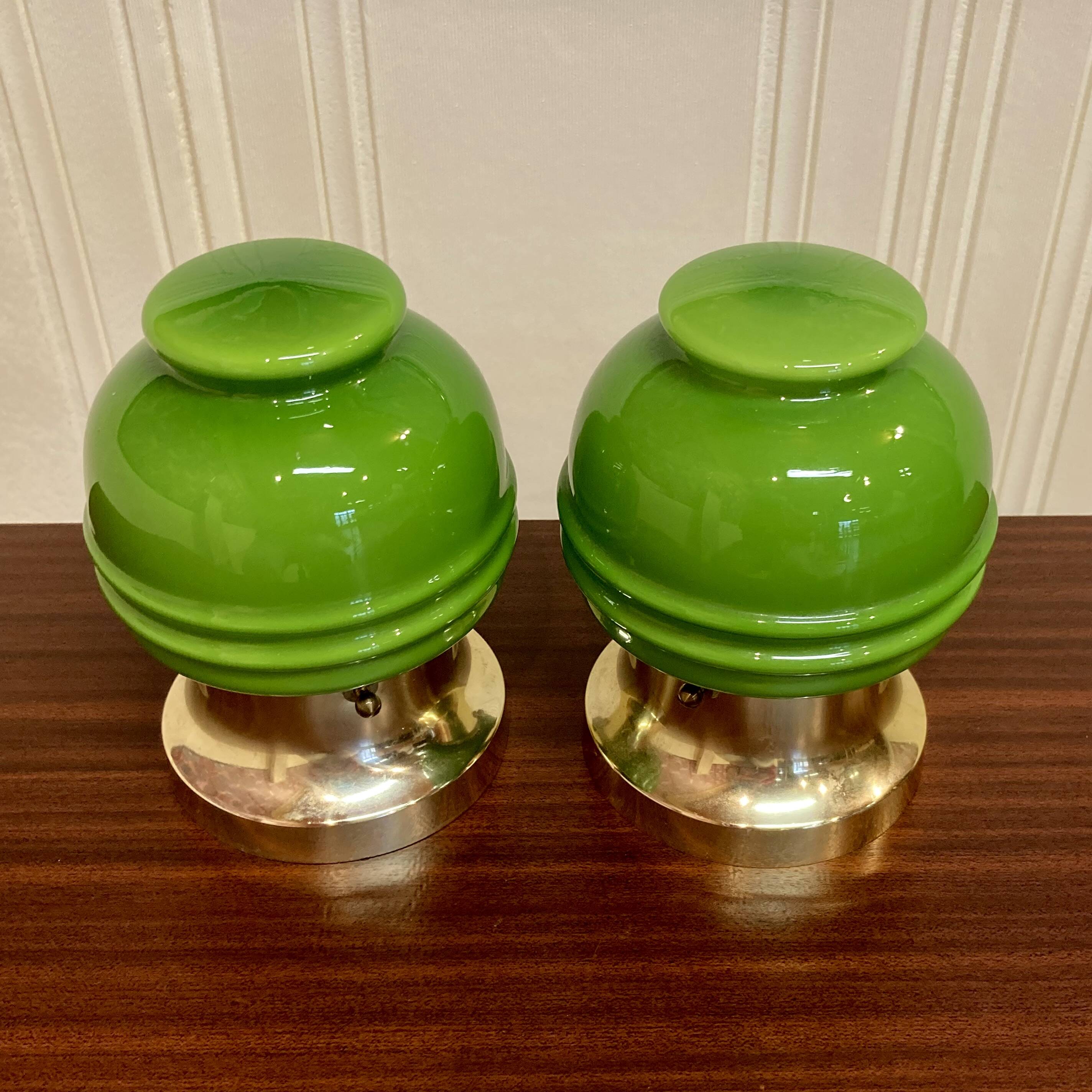 Paire de lampes verre Design scandinave 1950.