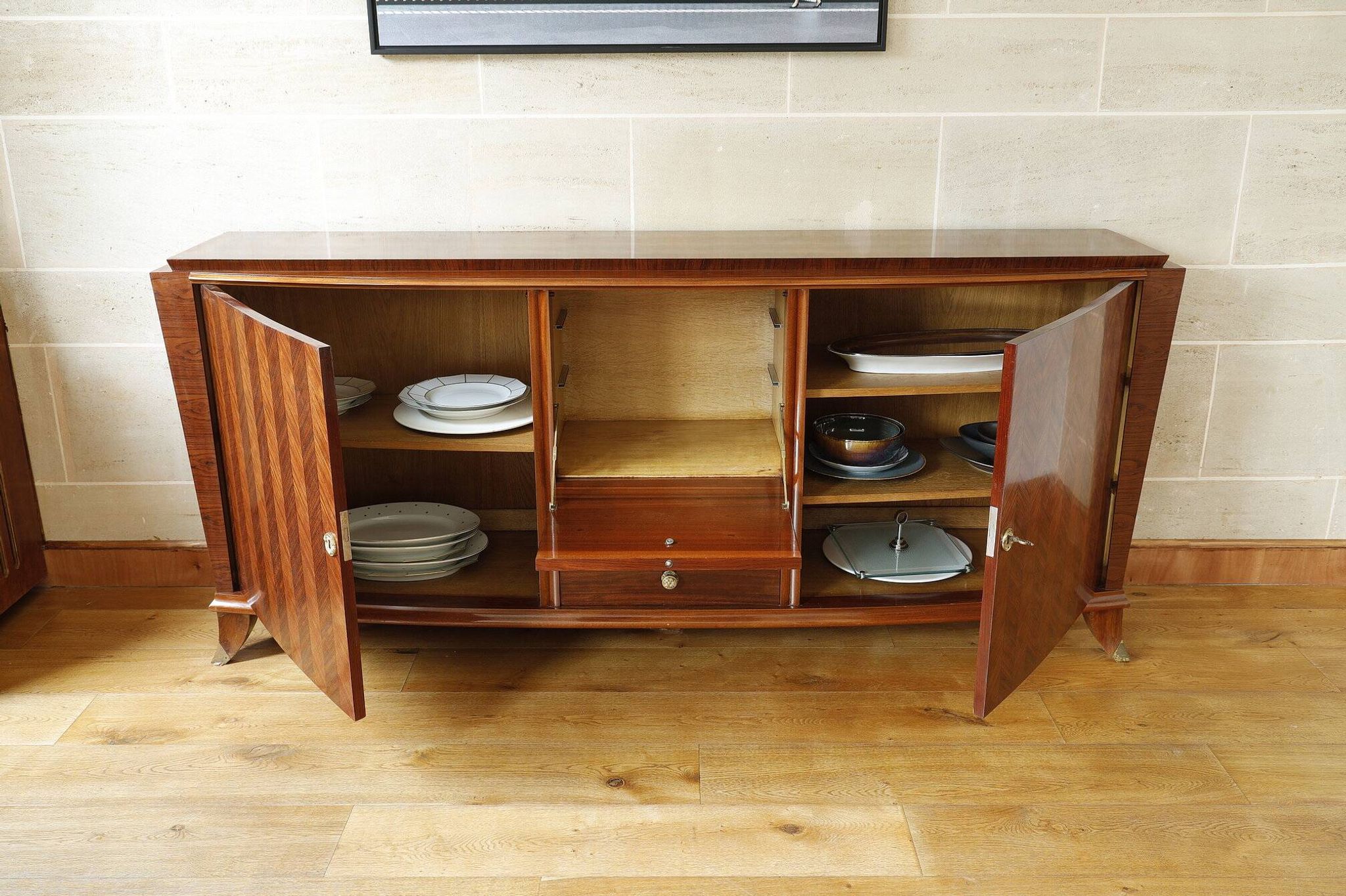 Rosewood and rosewood sideboard in the style of Jules Leleu