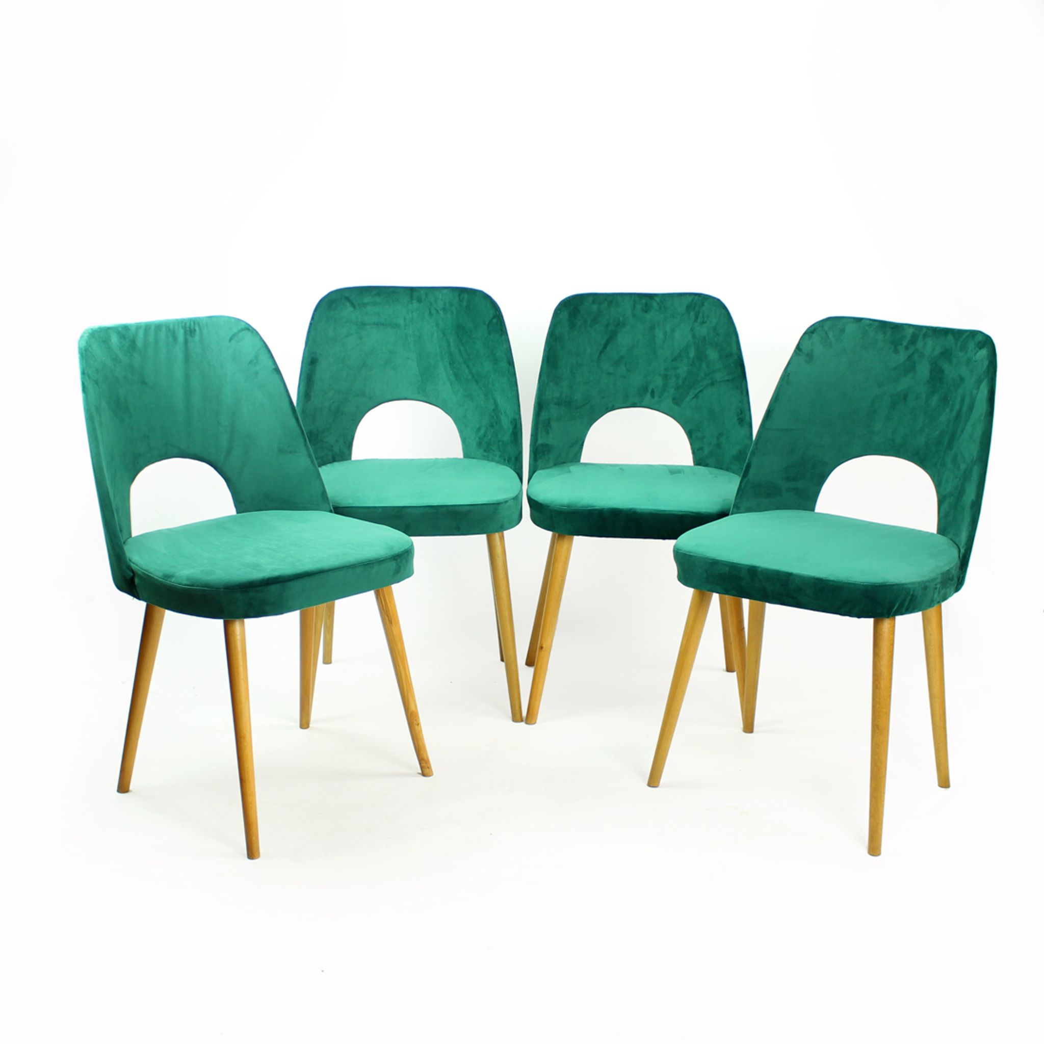 Dining Chairs By Oswald Haerdtl In Velvet For Ton, Czechoslovakia 1950s, Set Of 4