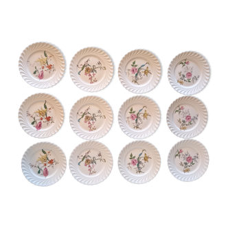 Lot of 12 dessert plates Haviland, Limoges porcelain