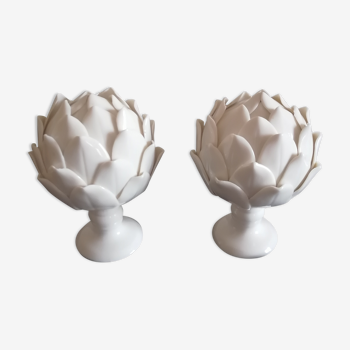Pair of porcelain artichokes. Mid-twentieth century.