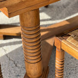 Set table and 4 chairs in walnut 1940
