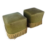 Pair of fringed toadstool poufs