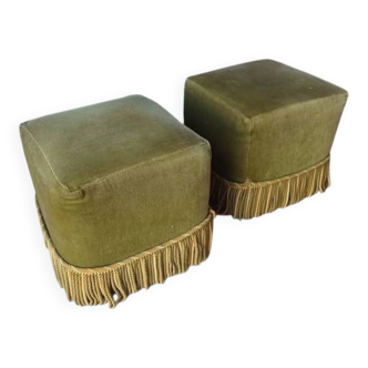 Paire de pouf crapaud a franges