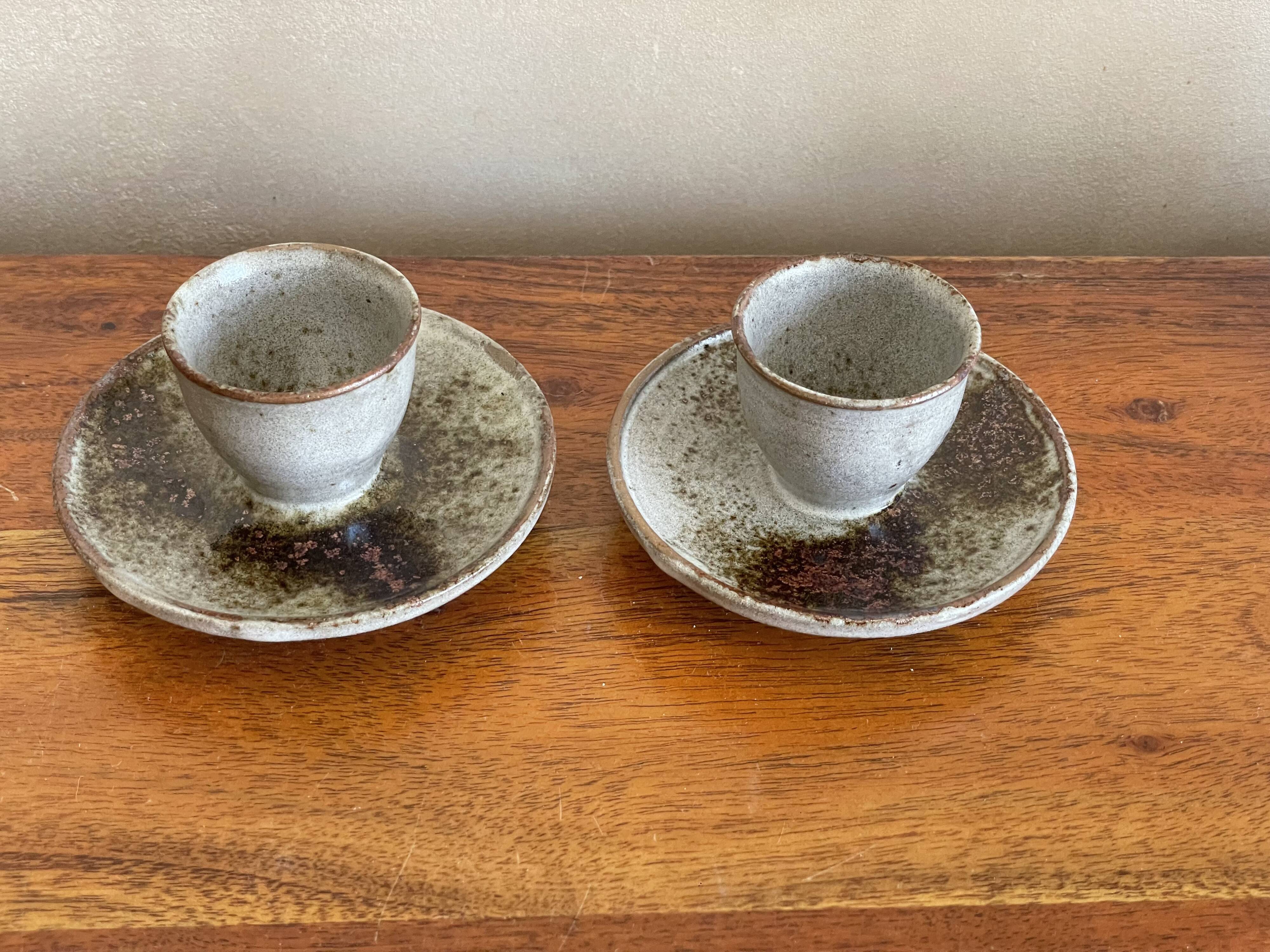 2 stoneware egg cups