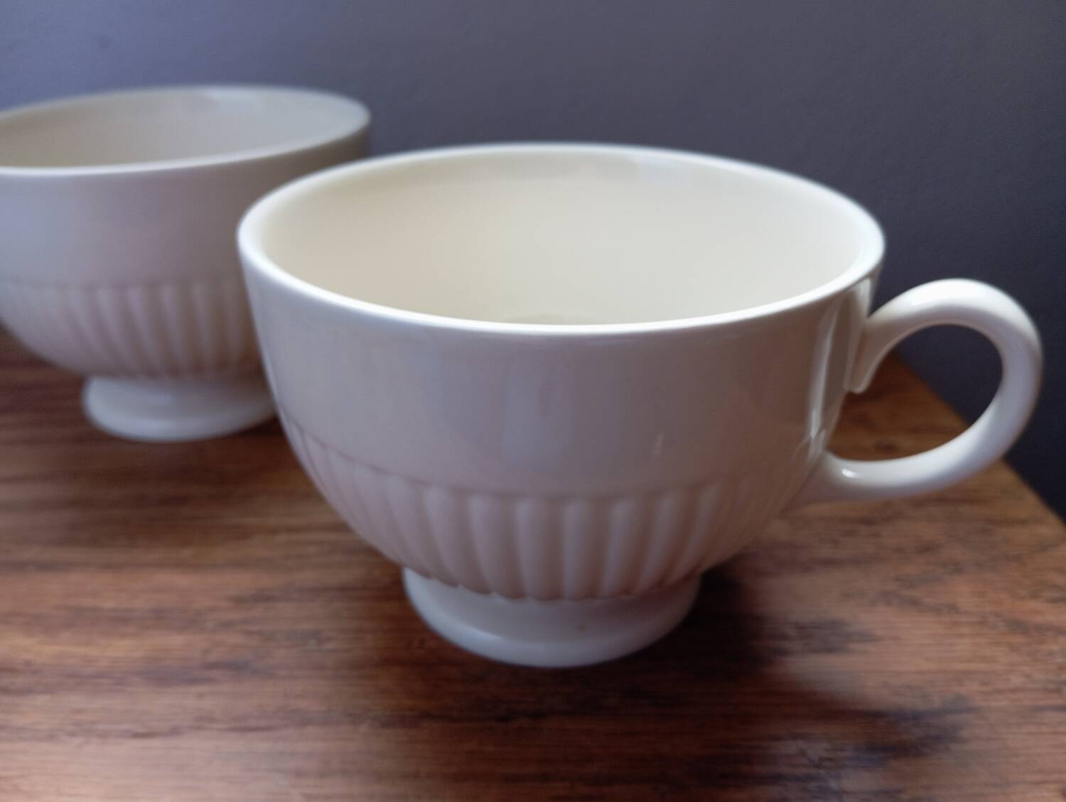 Duo of cream colored lunch cups from Wegdwood - England