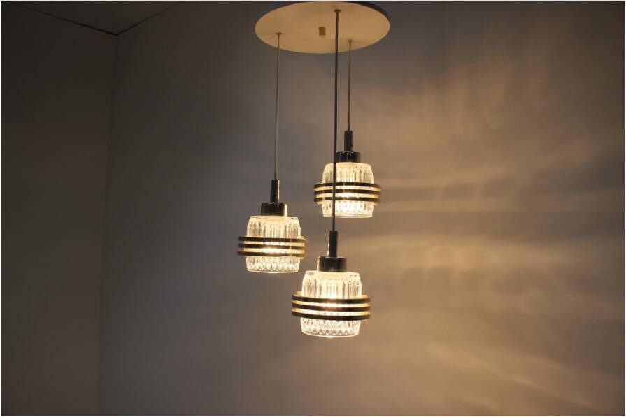 Mid-century modern cascade chandelier Pokrok Žilina, Czechoslovakia, 1970s.