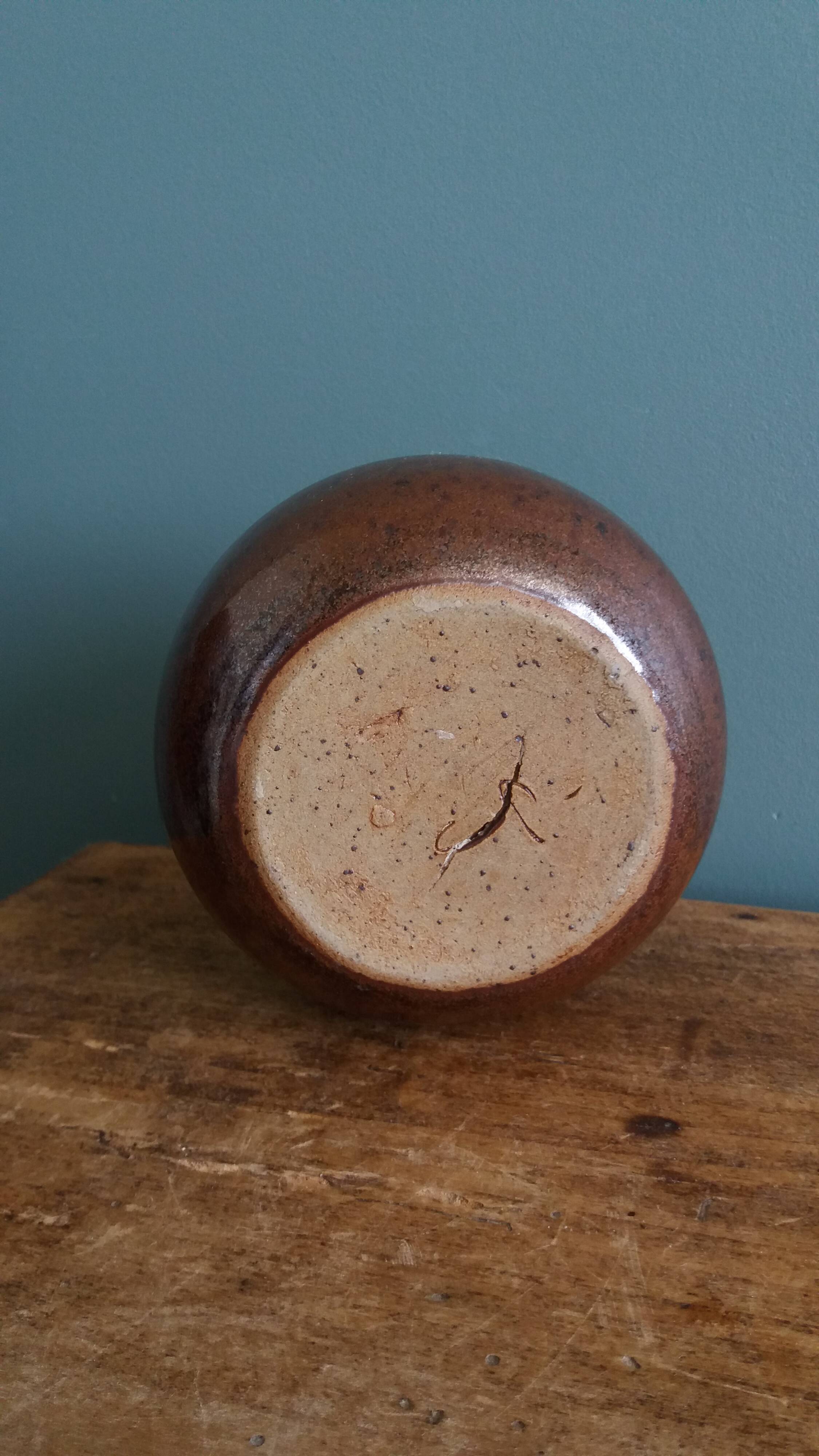 Fig-shaped oil lamp, stoneware soliflore, signed ceramic.