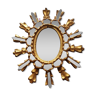 Sun mirror gilded wood with parecloses 33cm