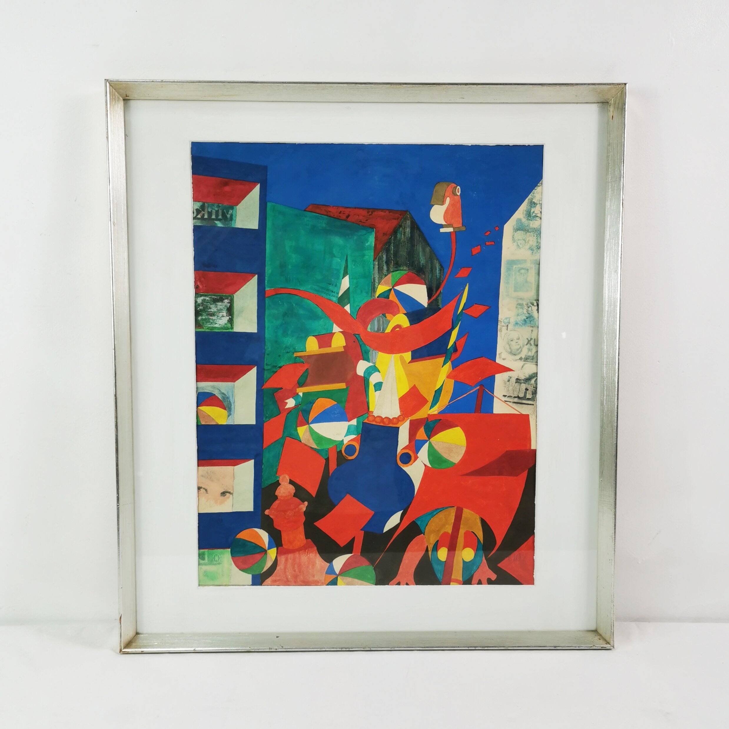 Surrealist painting, Bent Karl Jacobsen, Denmark 1970s