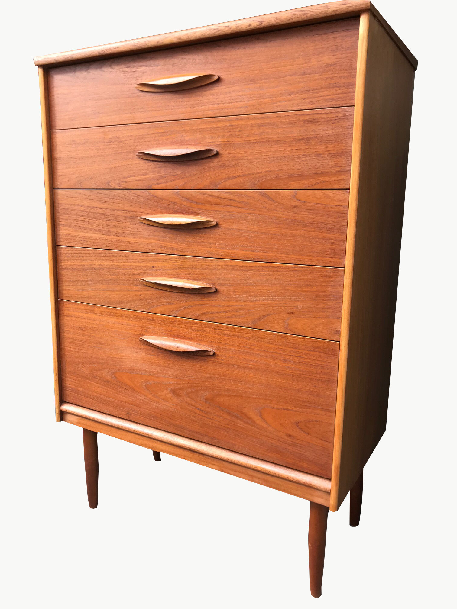 Tall teak chest of drawers from the 1960s