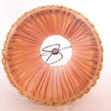 5 lampshades with clips for chandelier, 60s, pleated taffetas peach and golden trimmings