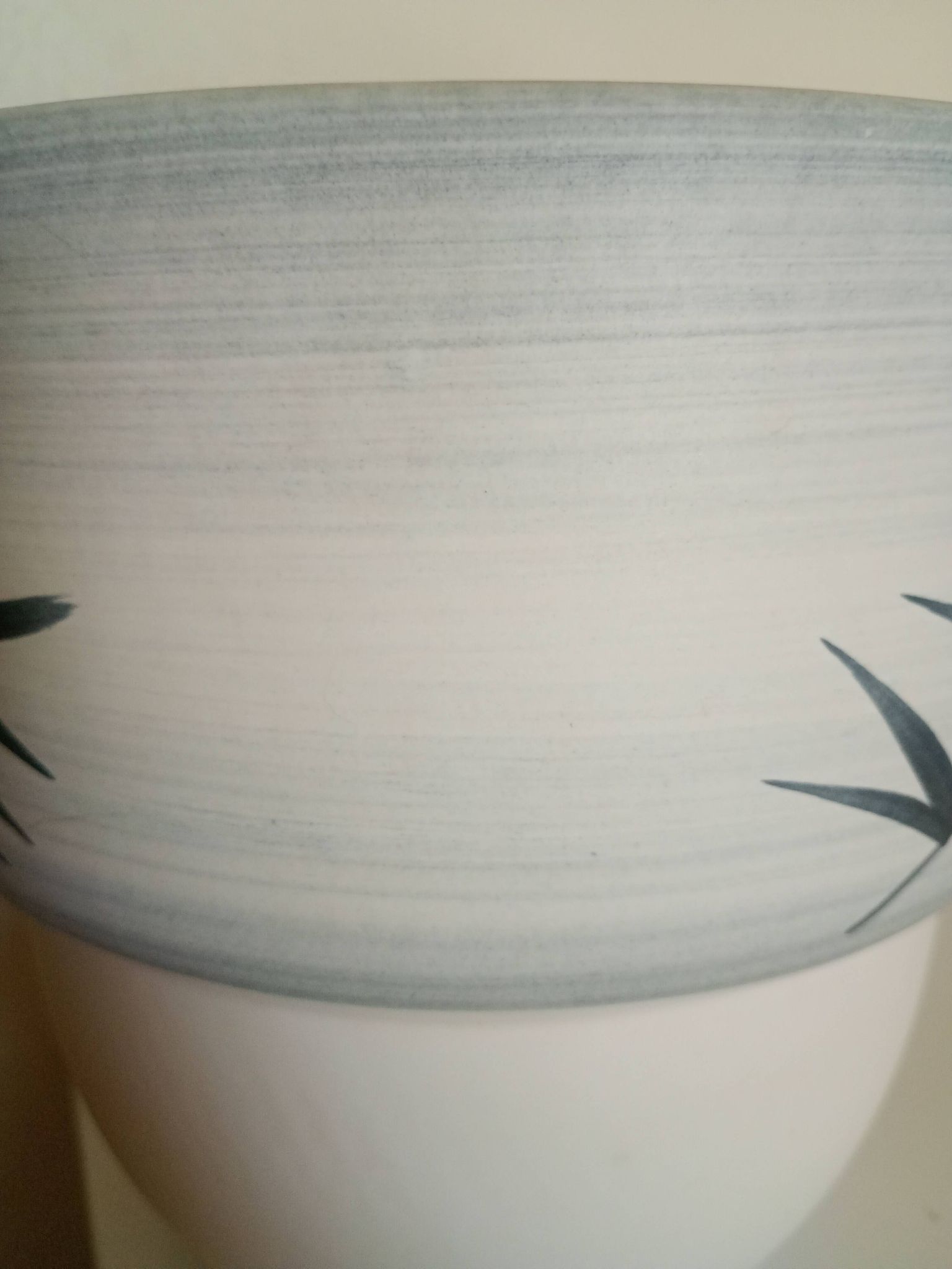 Paul MILLET in Sèvres - White & grey-blue vase - Black painted foliage