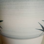 Paul MILLET in Sèvres - White & grey-blue vase - Black painted foliage