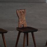 Mid-century Swedish ensemble, set of 4 "Sports Cabin" chairs handmade in pine, 1940s.