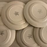 6 dessert plates made of old earthenware Digoin Sarreguemines model Bastia art deco