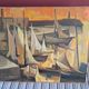 An old oil painting depicting a port, signed by the painter Marcel MAYER.