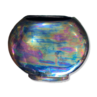 Round iridescent ceramic vase