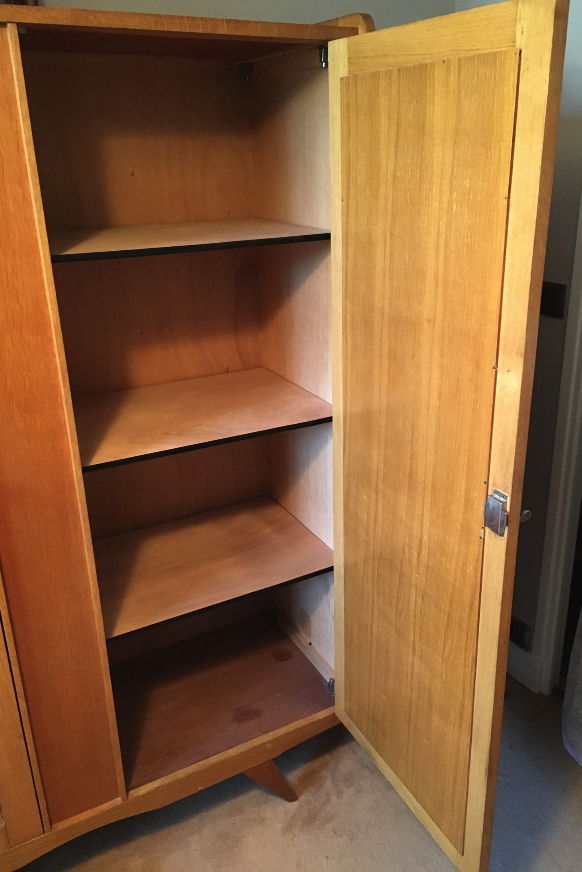 Wooden cabinet and rattan 60s