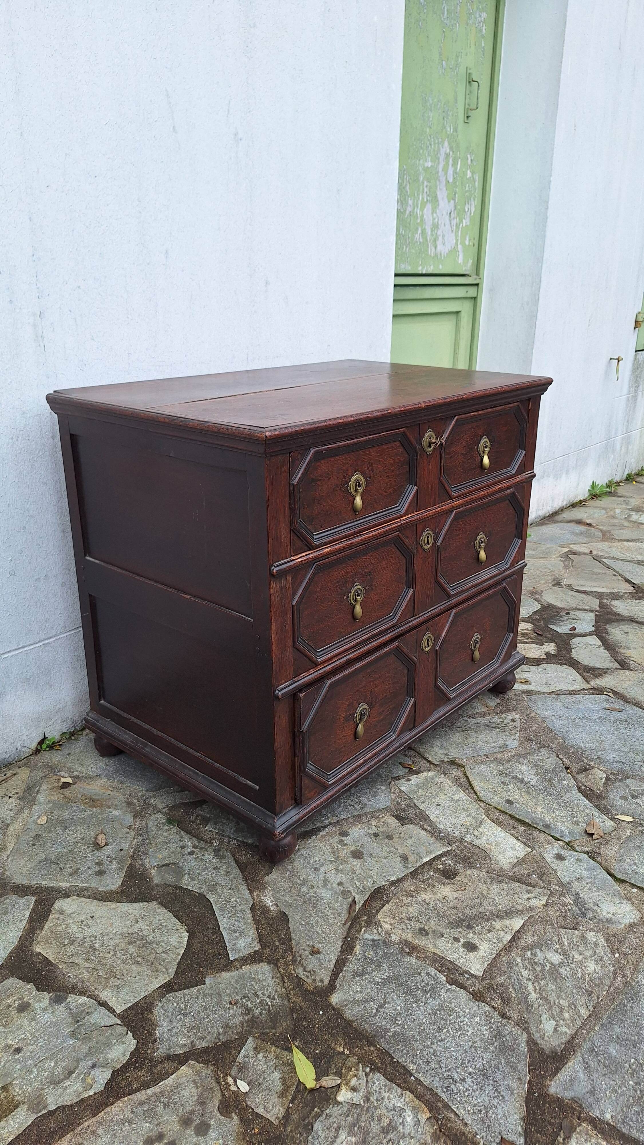 Jacobean style wooden chest of drawers