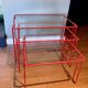 Red tubular nesting tables, 1970s, Set of 3