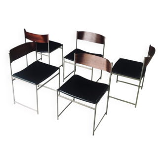 Mid-Century Modern SM08 Dining Chair Set by Cees Braakman for Ums Pastoe, Netherlands, 1960s, Set of 5