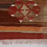 3x10 Red Brown Kilim Runner Rug 80x303Cm