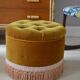 Ottoman in padded mustard velvet
